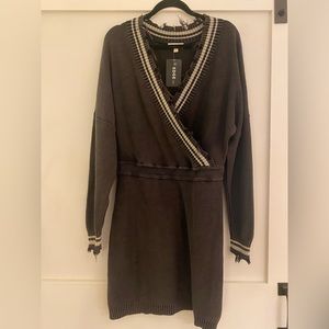 Promesa Distressed Varsity Sweater dress Size L